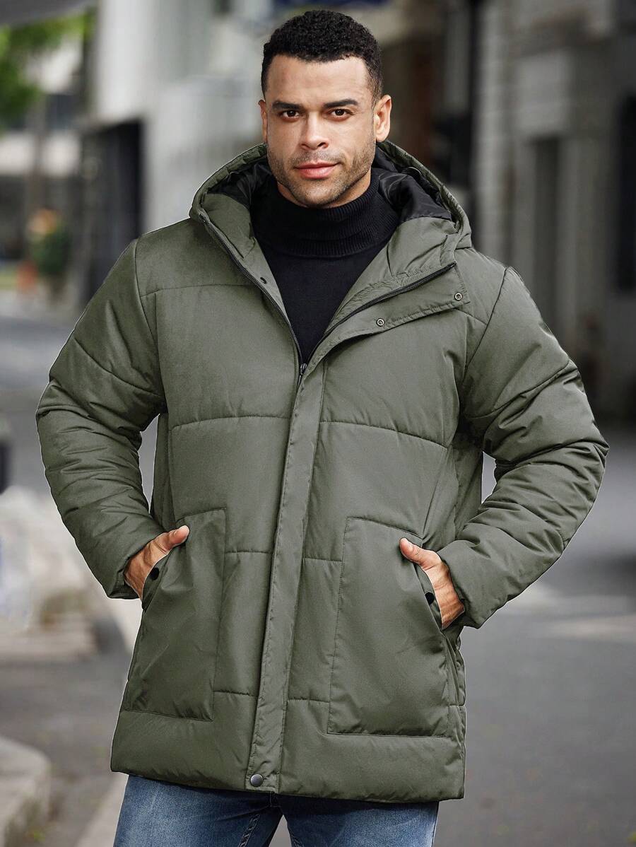 Men’s Heavy Puffer Parka – Thermal Winter Coat with Hood