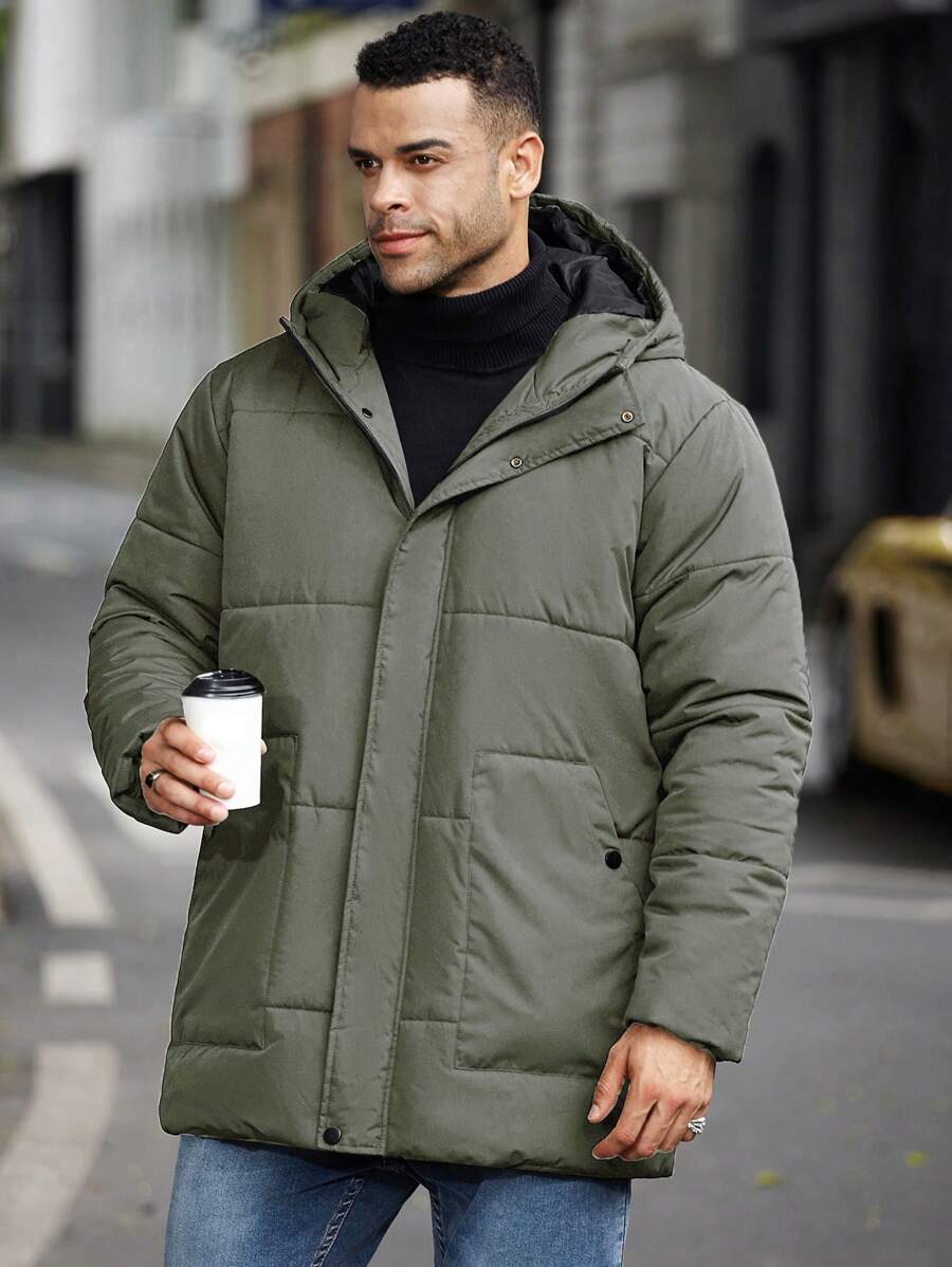 Men’s Heavy Puffer Parka – Thermal Winter Coat with Hood