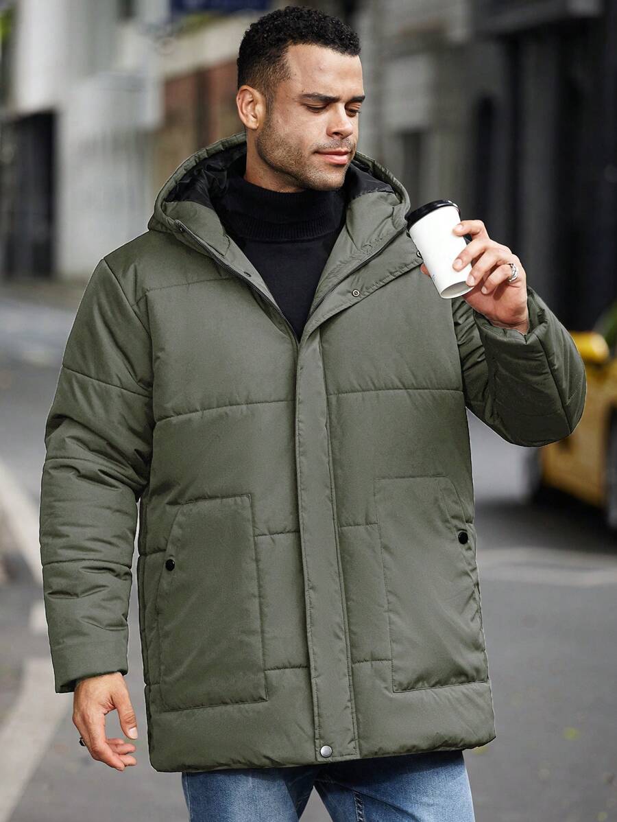 Men’s Heavy Puffer Parka – Thermal Winter Coat with Hood