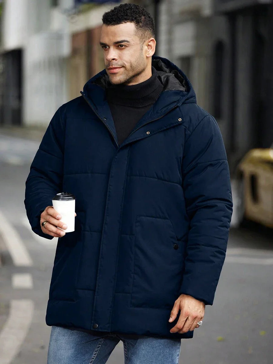 Men’s Heavy Puffer Parka – Thermal Winter Coat with Hood