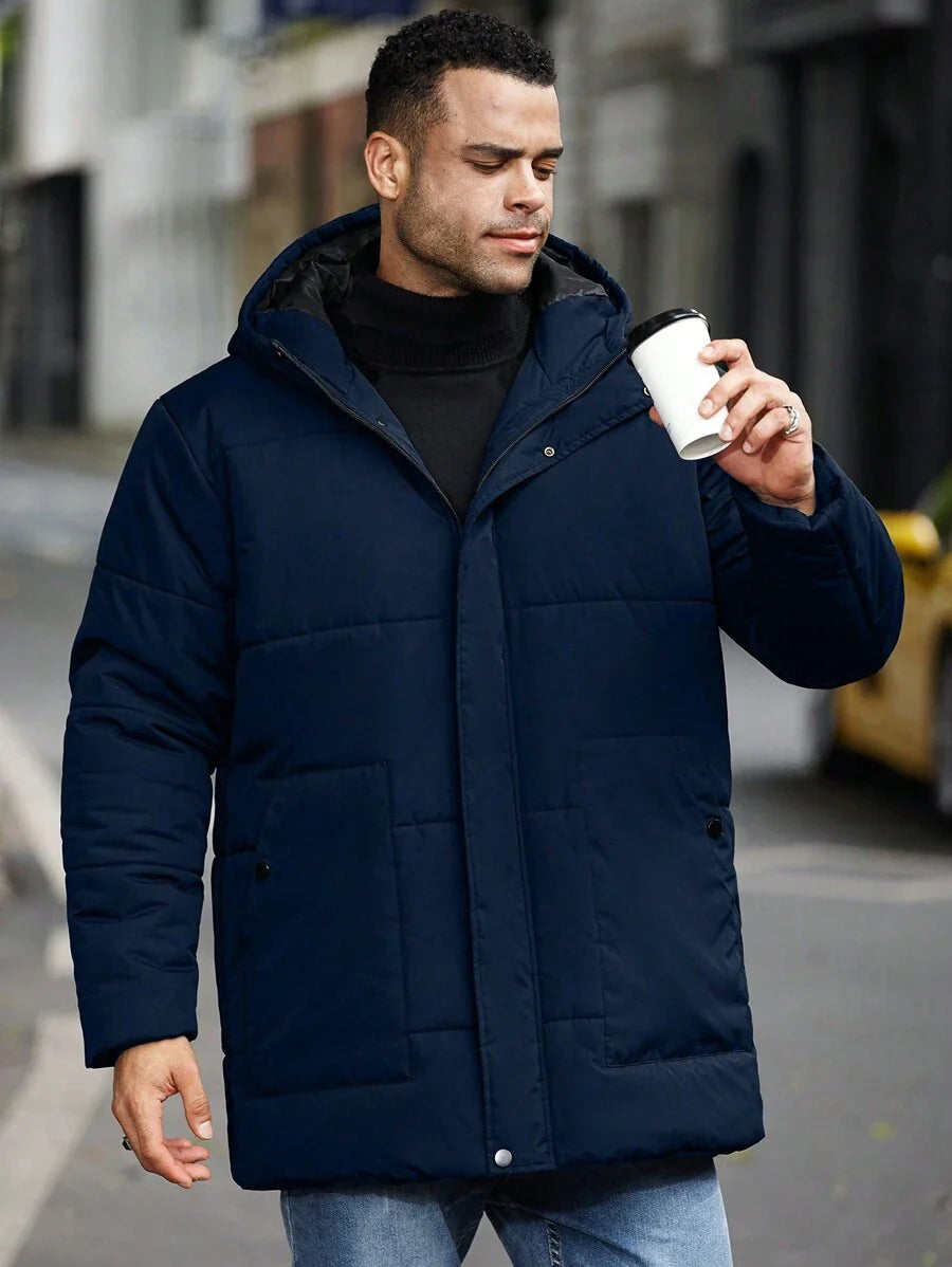 Men’s Heavy Puffer Parka – Thermal Winter Coat with Hood