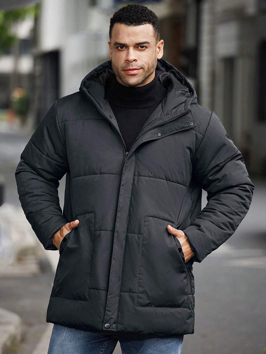 Men’s Heavy Puffer Parka – Thermal Winter Coat with Hood