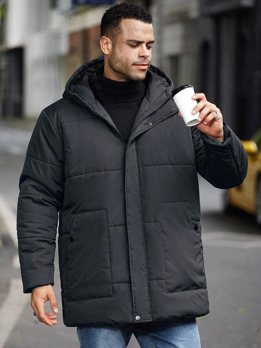 Men’s Heavy Puffer Parka – Thermal Winter Coat with Hood