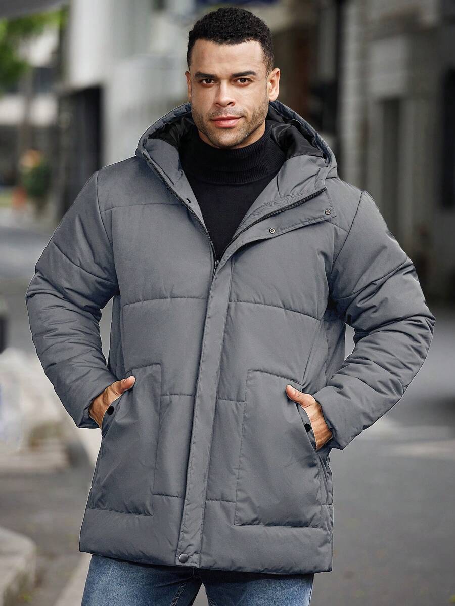 Men’s Heavy Puffer Parka – Thermal Winter Coat with Hood