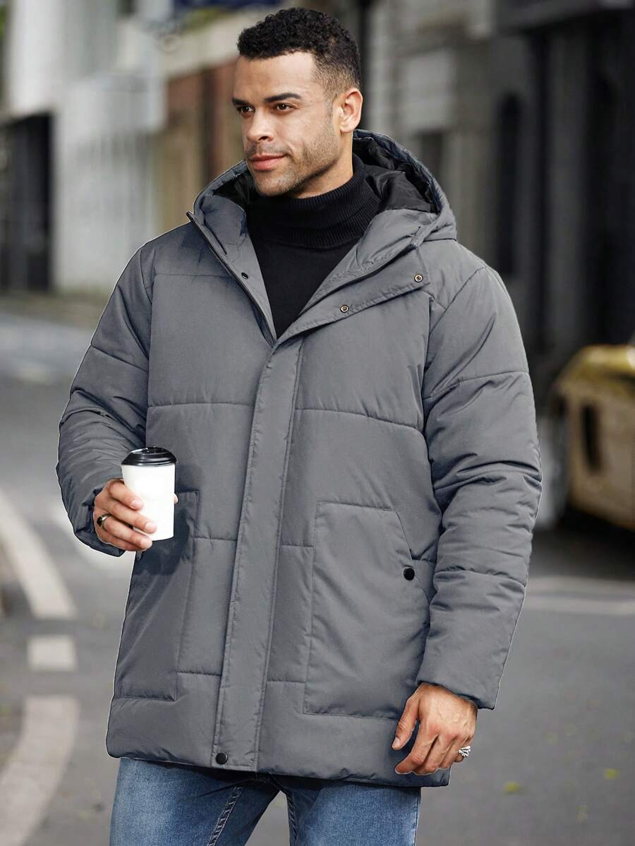 Men’s Heavy Puffer Parka – Thermal Winter Coat with Hood