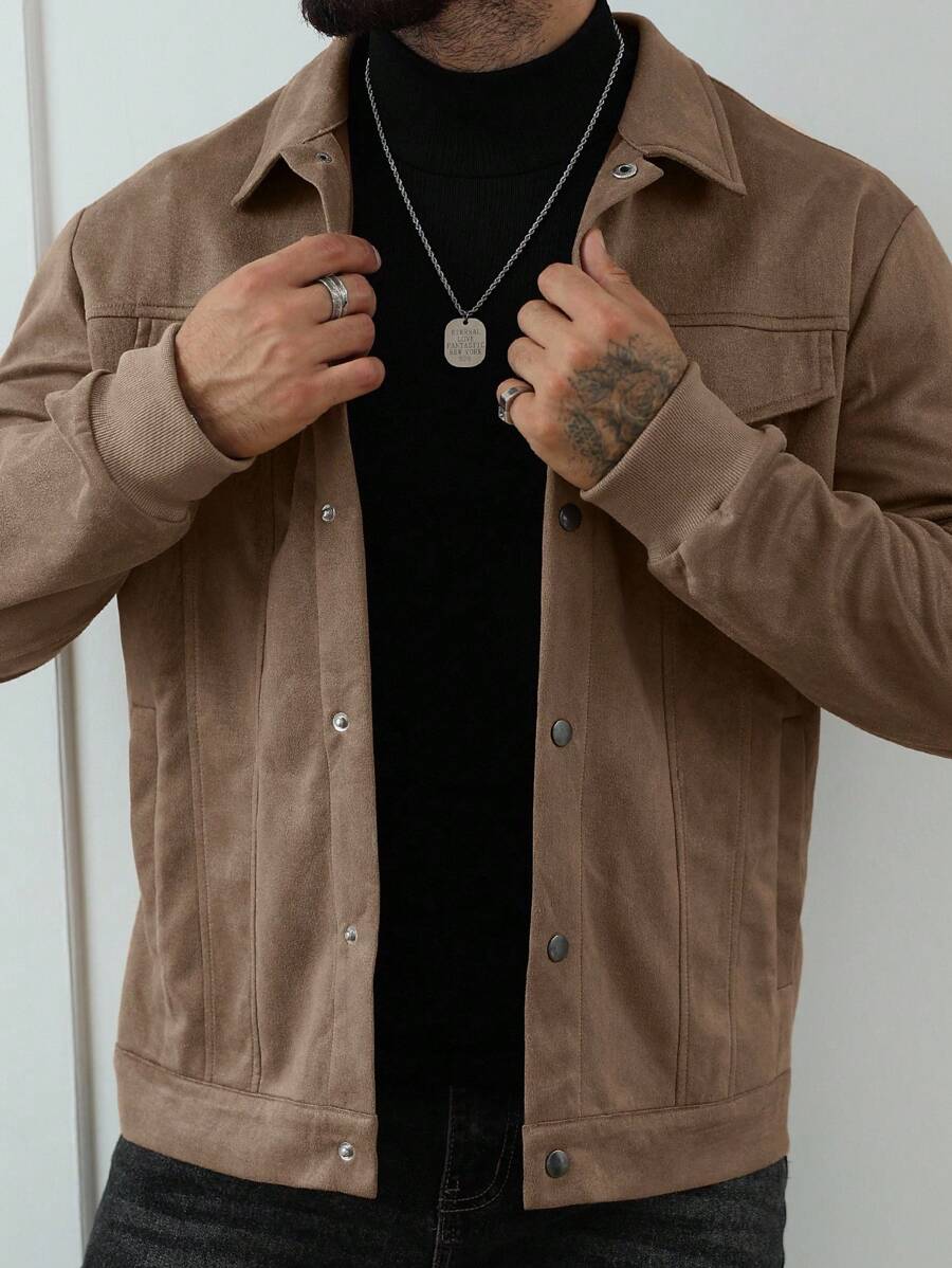 Heritage Suede-Look Button Jacket – Classic Style & Everyday Comfort