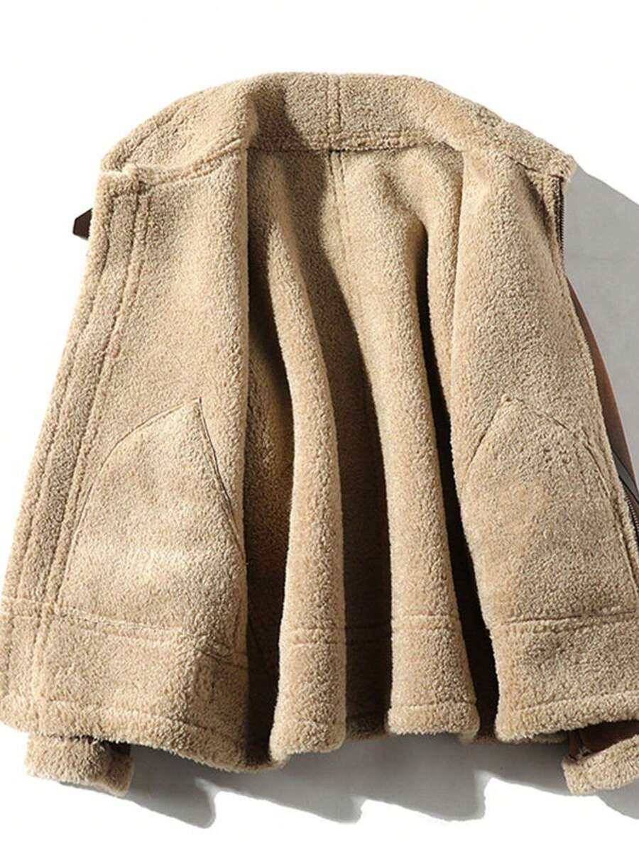 Aviator Shearling-Lined Leather Jacket – Vintage Winter Essential