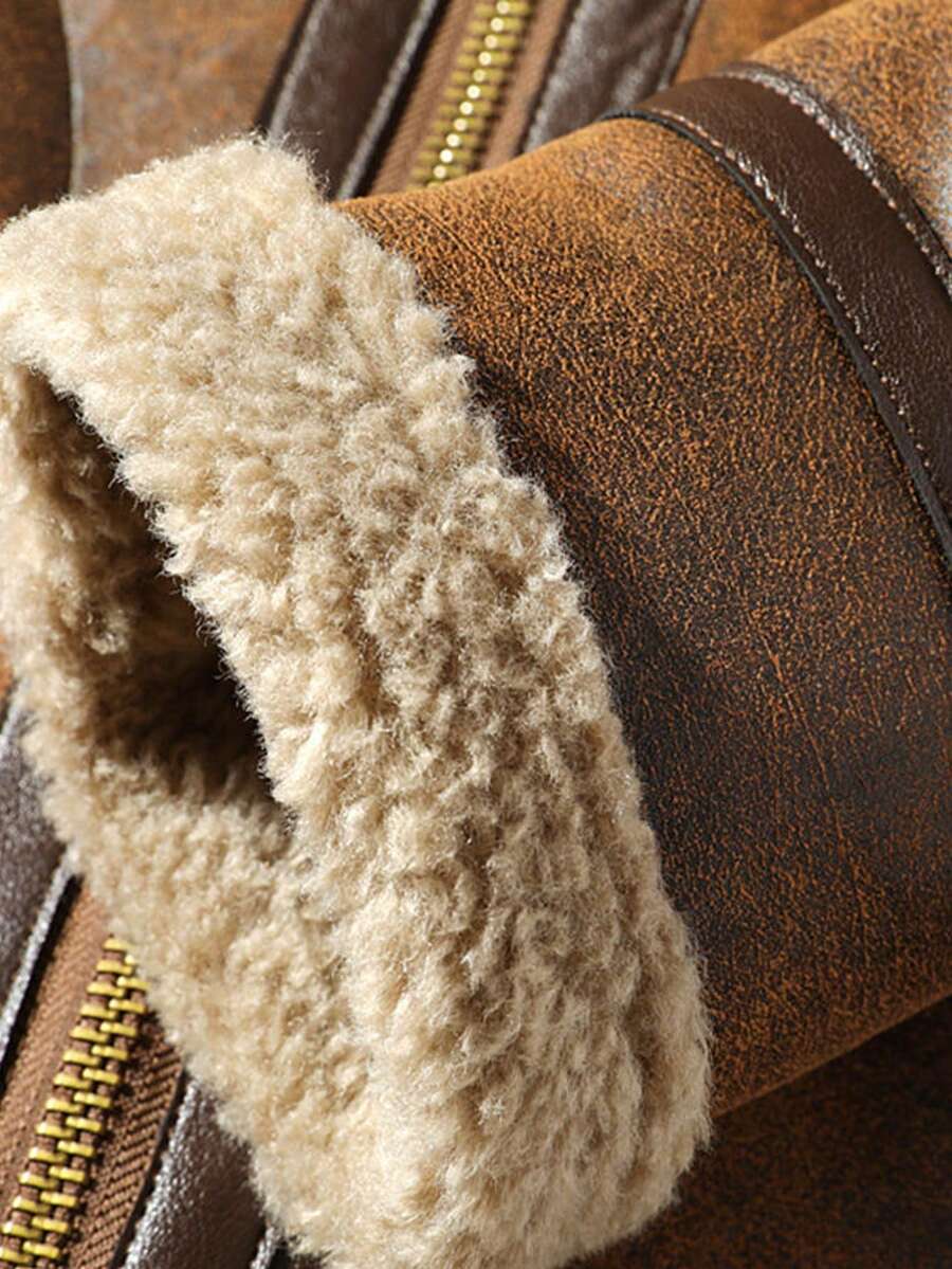 Aviator Shearling-Lined Leather Jacket – Vintage Winter Essential