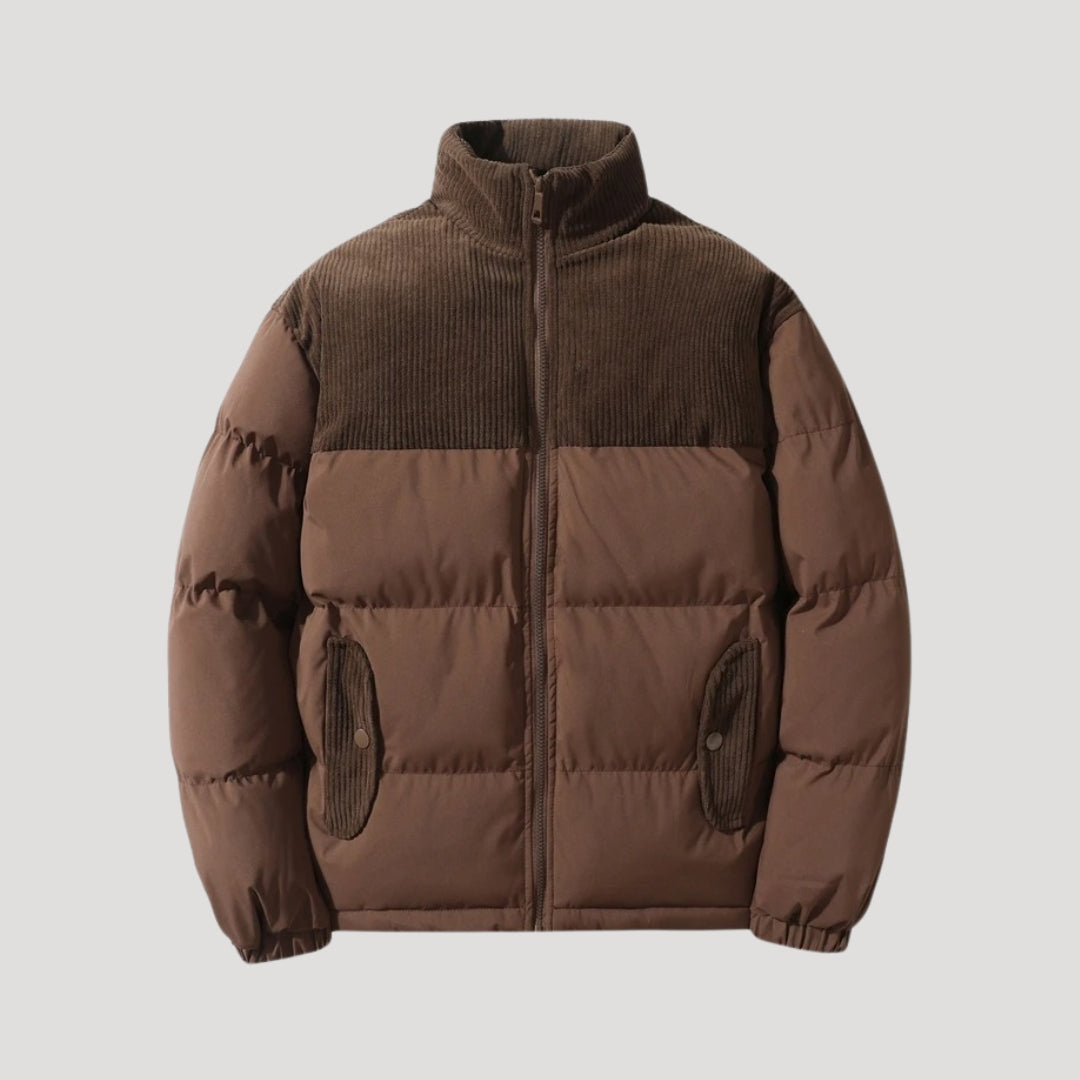 Corduroy Panel Puffer Jacket – Winter Comfort Edition