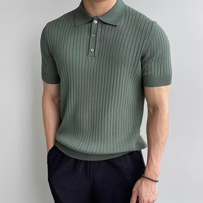 Ribbed Knit Polo Shirt – Modern Minimal Essential by Luxoo