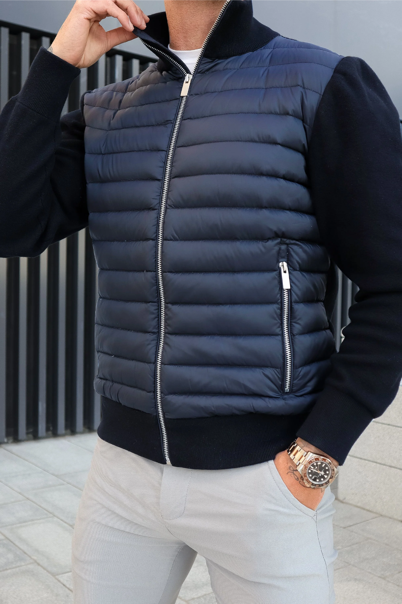 Hybrid Puffer Knit Jacket