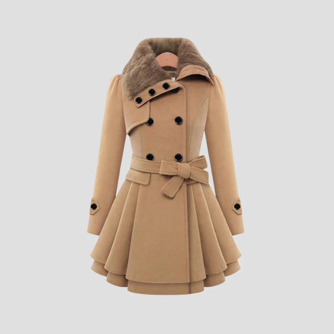 Catherine | Belted Fur-Collar Coat