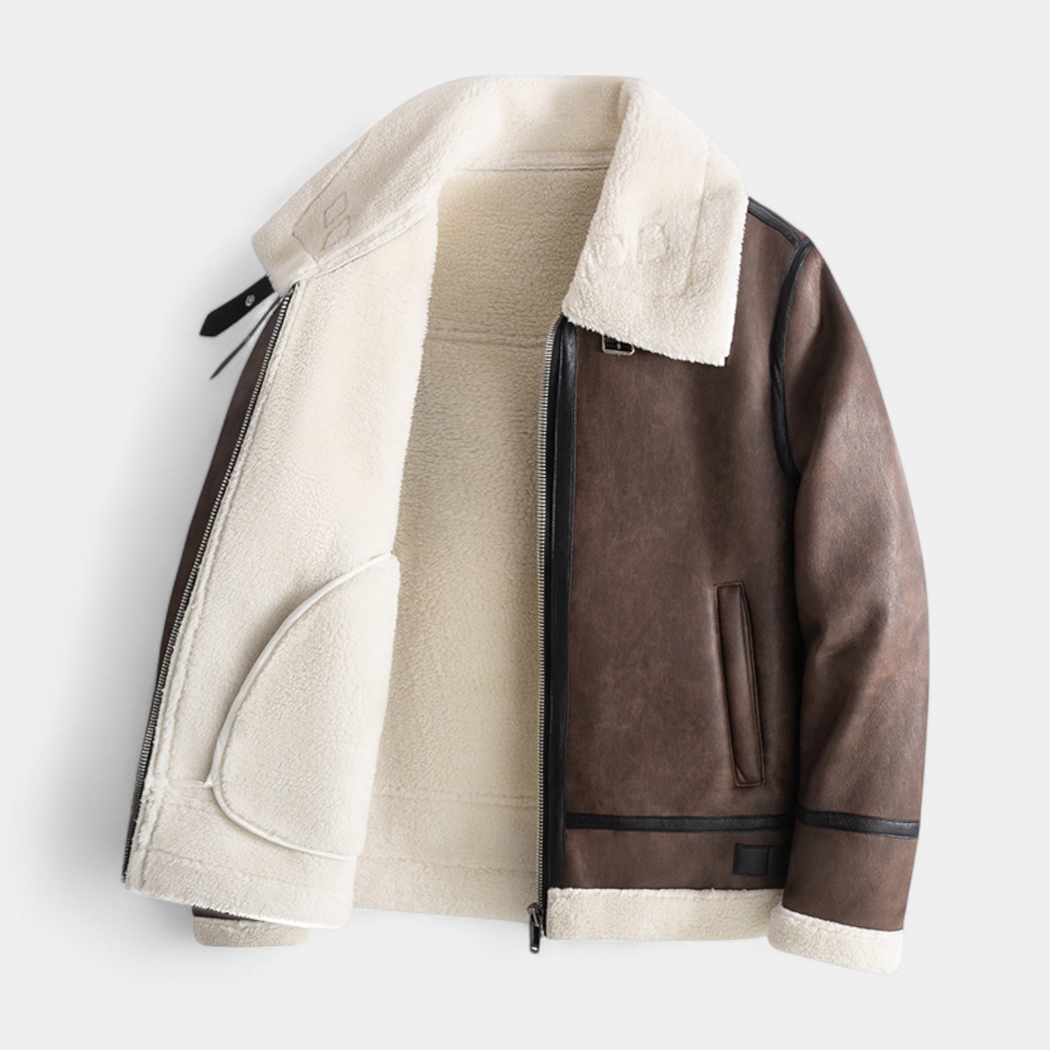 Men’s Faux Shearling Aviator Jacket – Warm, Premium Look & Winter-Ready