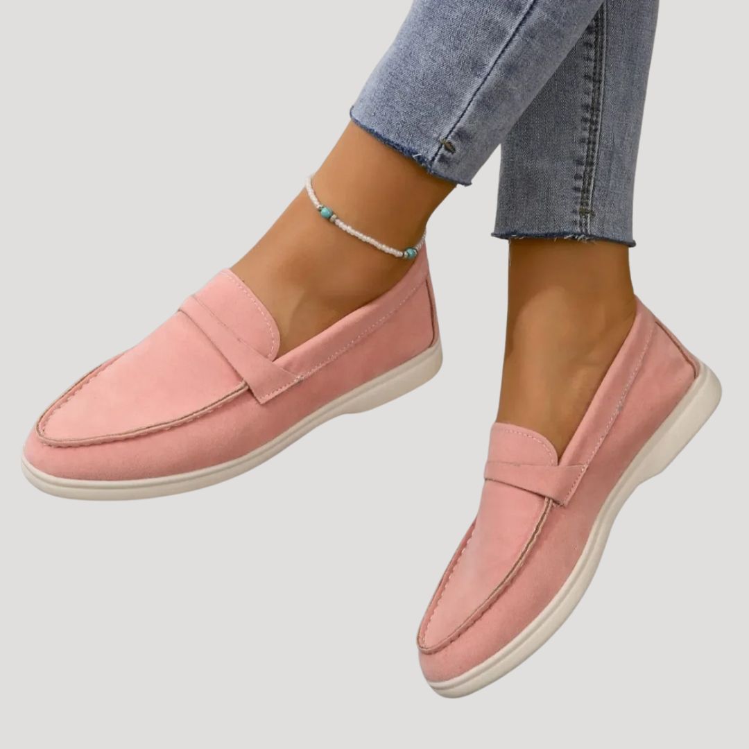 Women's suede casual loafer shoes