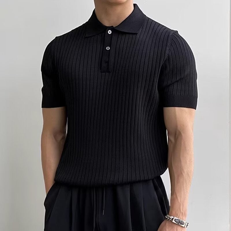 Ribbed Knit Polo Shirt – Modern Minimal Essential by Luxoo