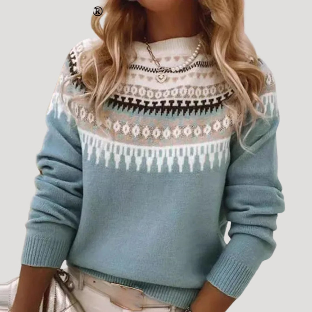 Women’s Nordic Pattern Knit Sweater – Winter Cozy Edition