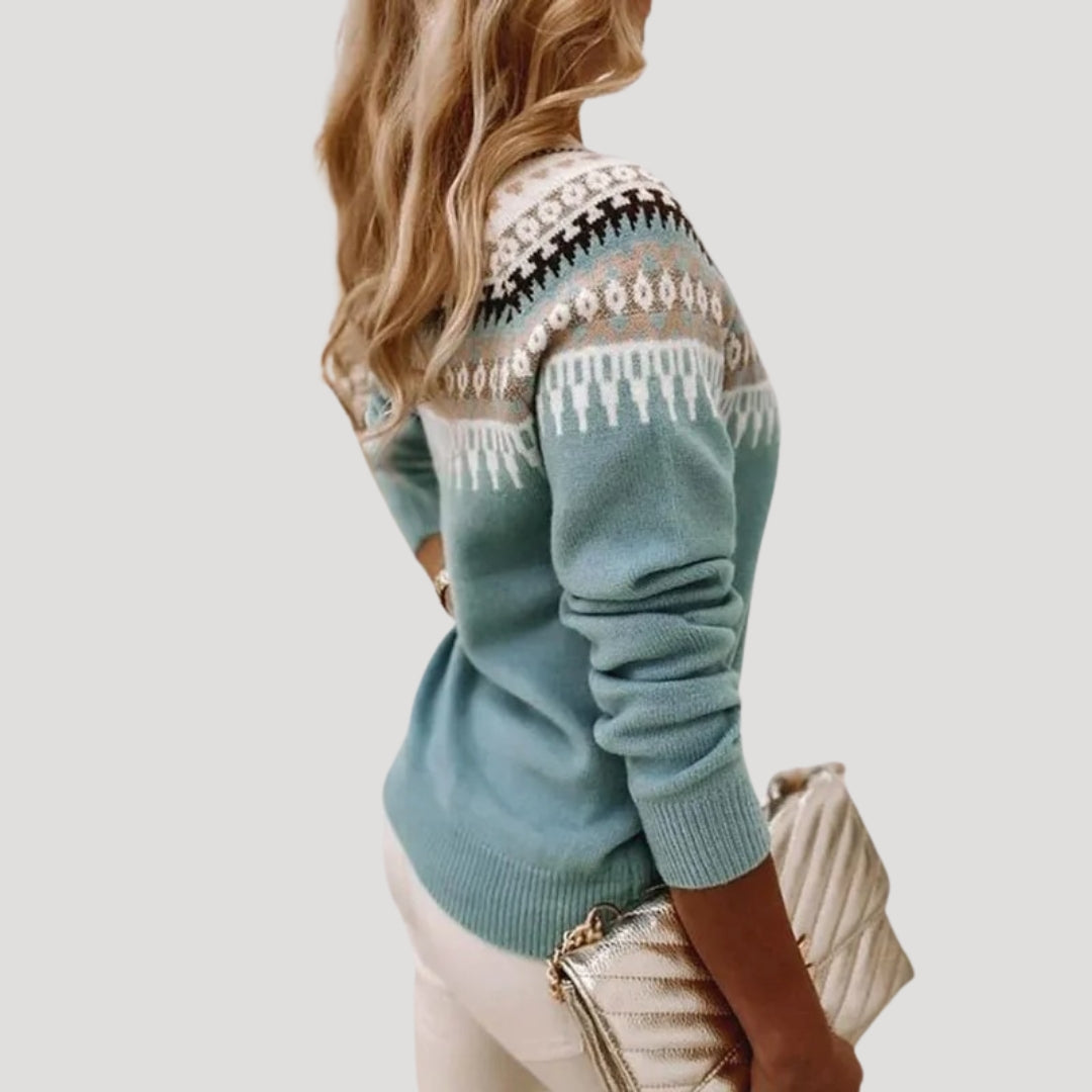 Women’s Nordic Pattern Knit Sweater – Winter Cozy Edition