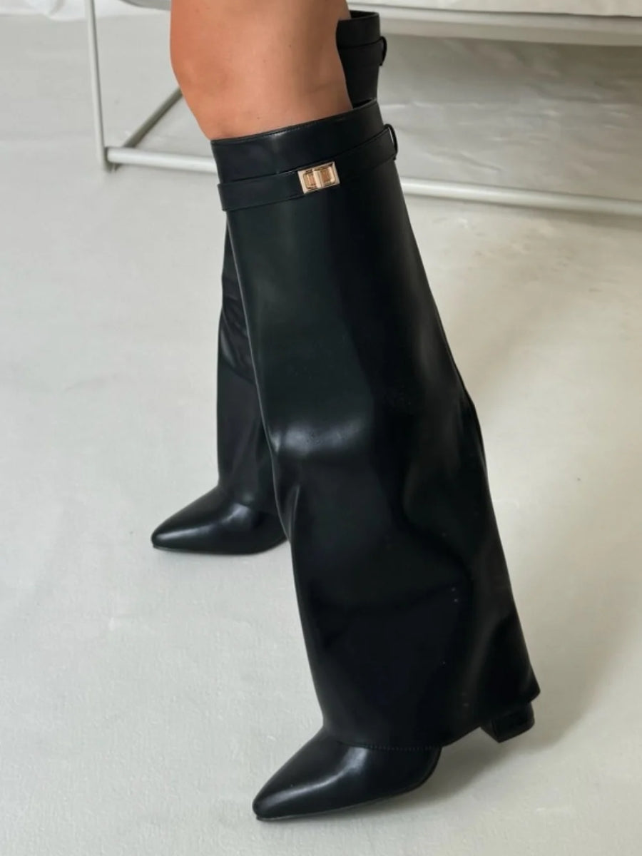 Women’s Elegant Slouch Knee-High Boots – Black Suede Edition