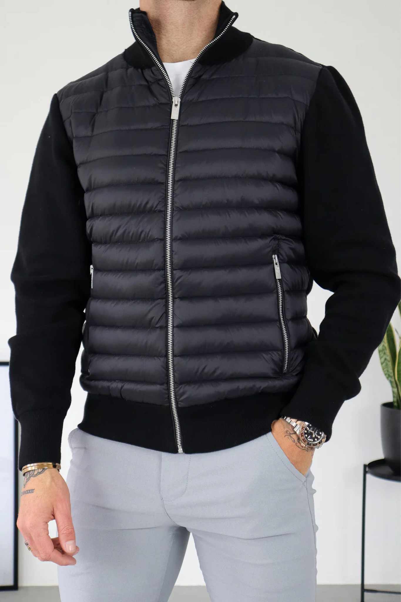 Hybrid Puffer Knit Jacket