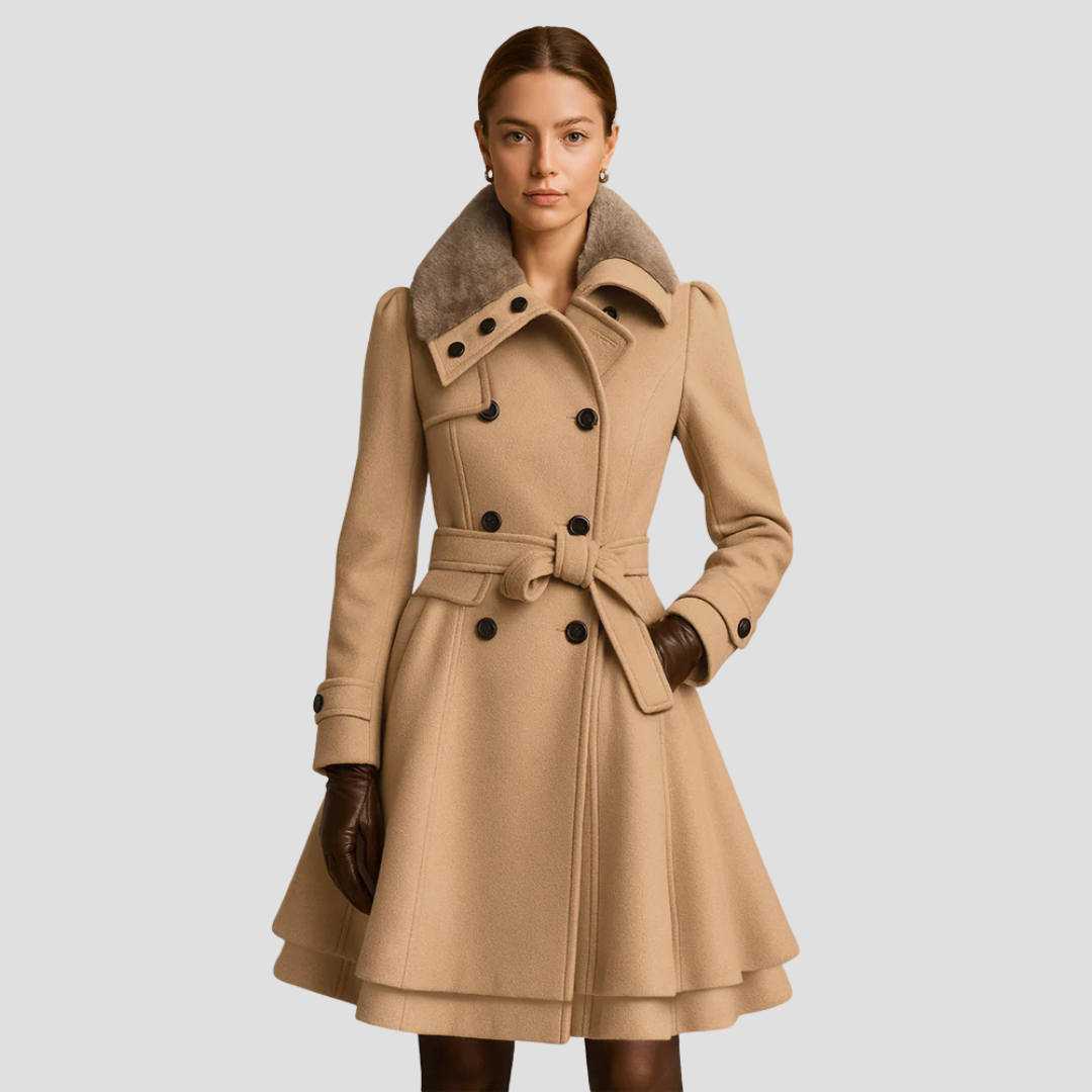 Catherine | Belted Fur-Collar Coat