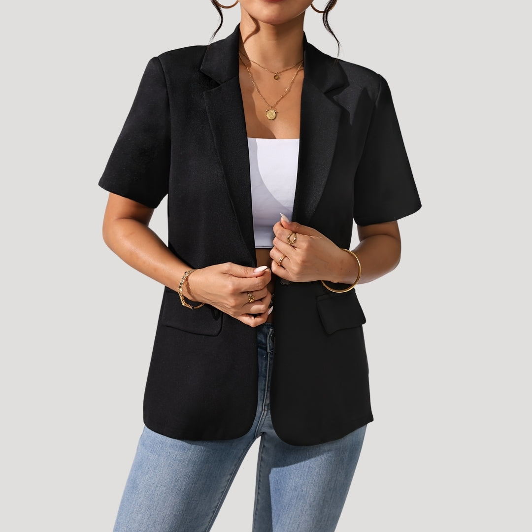 Women's classic short-sleeve black blazer
