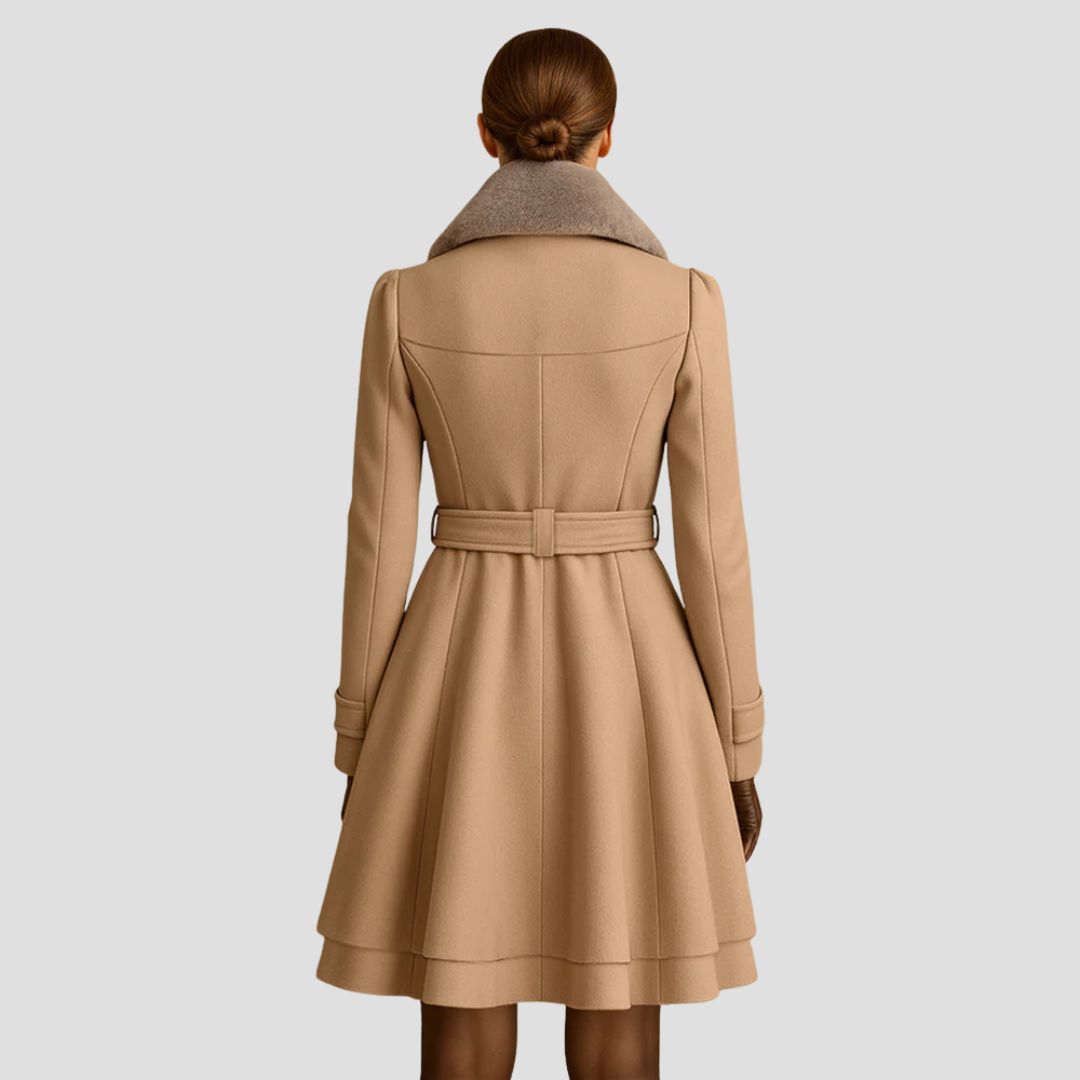Catherine | Belted Fur-Collar Coat