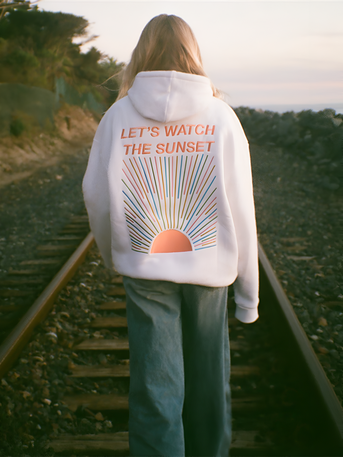 Women’s “Let’s Watch the Sunset” Oversized Hoodie – Soft Cozy Graphic Sweatshirt