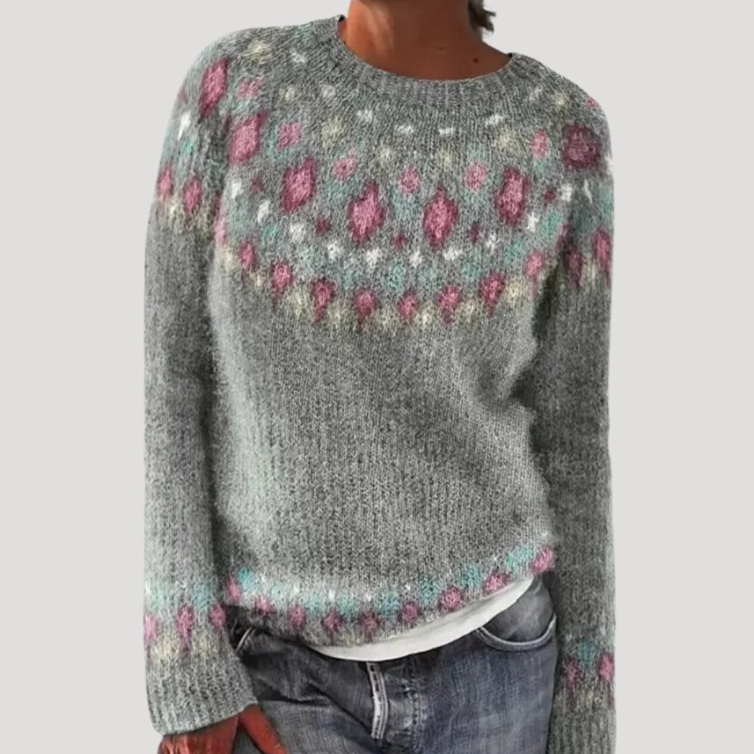 Women’s Nordic Pattern Knit Sweater – Soft & Cozy Winter Essential