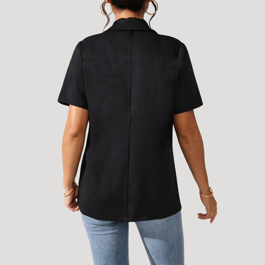 Women's classic short-sleeve black blazer