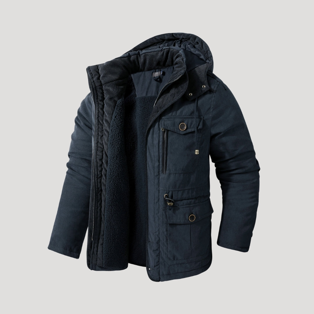 Men’s Heavy-Duty Winter Parka – Thick Fleece Lining, Multi-Pocket, Windproof Warm Jacket