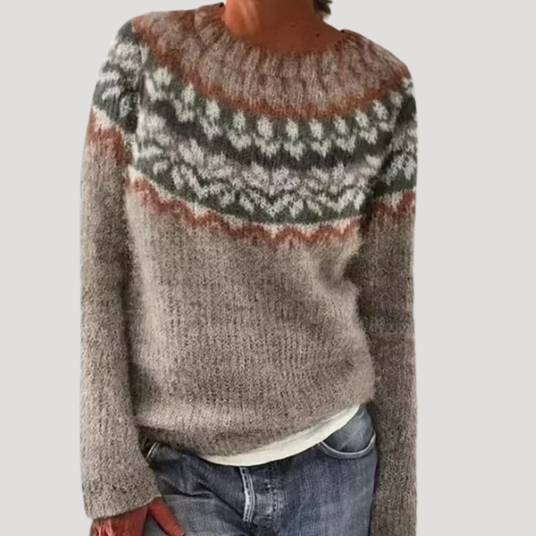Women’s Nordic Pattern Knit Sweater – Soft & Cozy Winter Essential