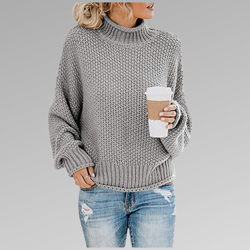 Cozy Textured Knit Turtleneck Sweater – Relaxed Everyday Fit