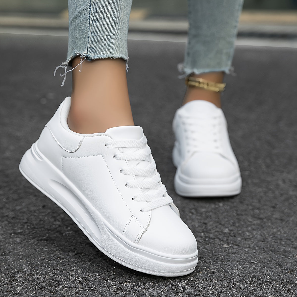 Women’s Classic White Sneakers – Black Heel Edition