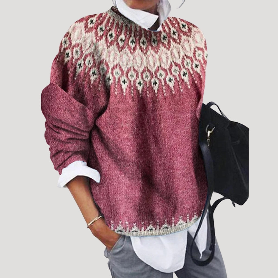 Women’s Nordic Knit Sweater – Classic Winter Pattern Edition