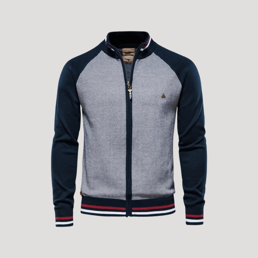 Heritage Zip-Up Knit Jacket – Dual Tone Comfort Edition
