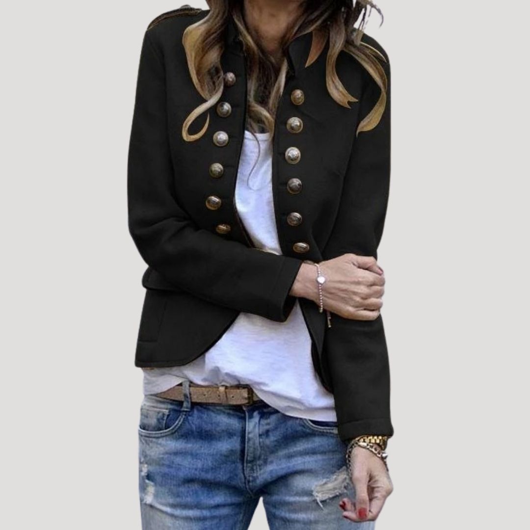 Women’s Vintage Military-Style Button Jacket
