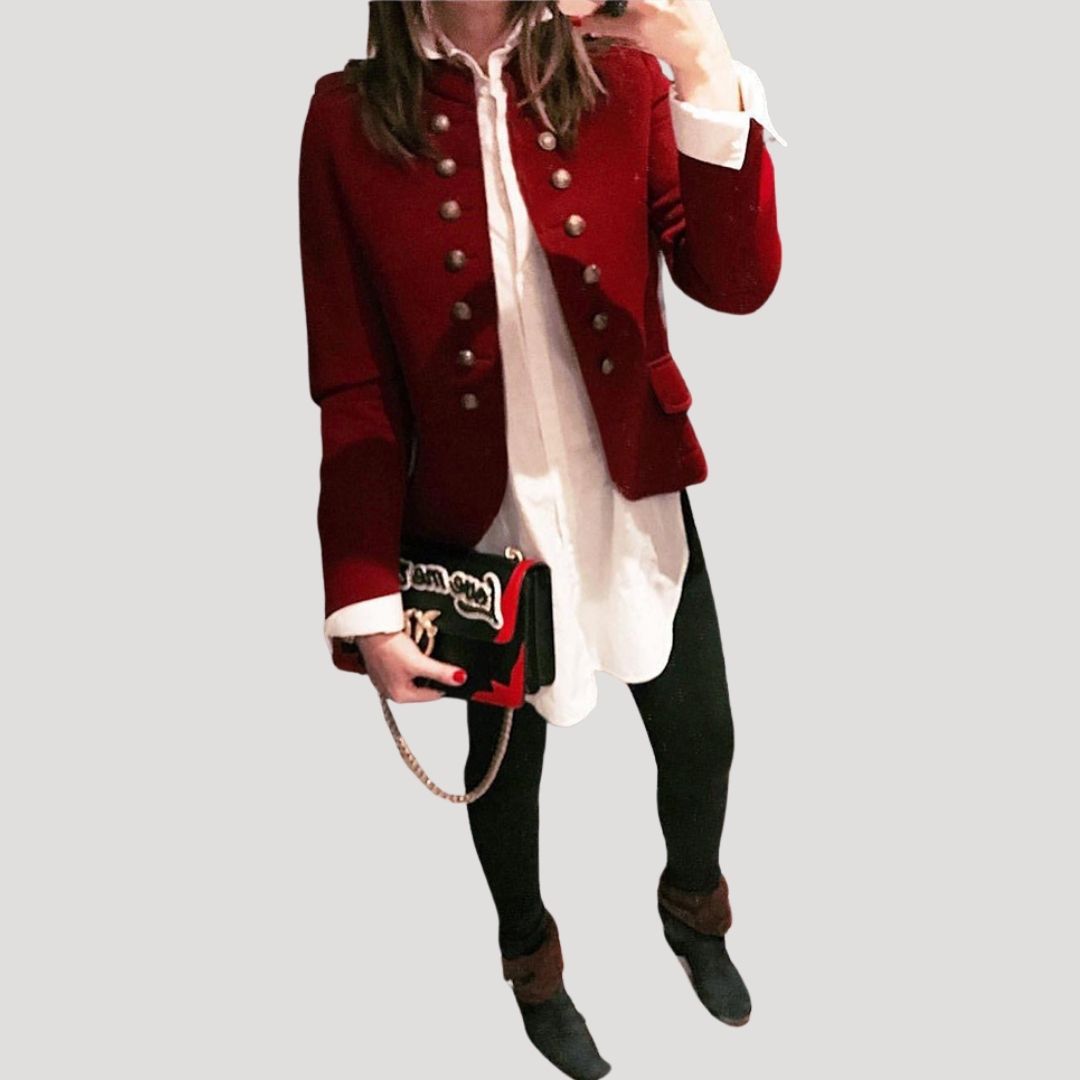 Women’s Vintage Military-Style Button Jacket