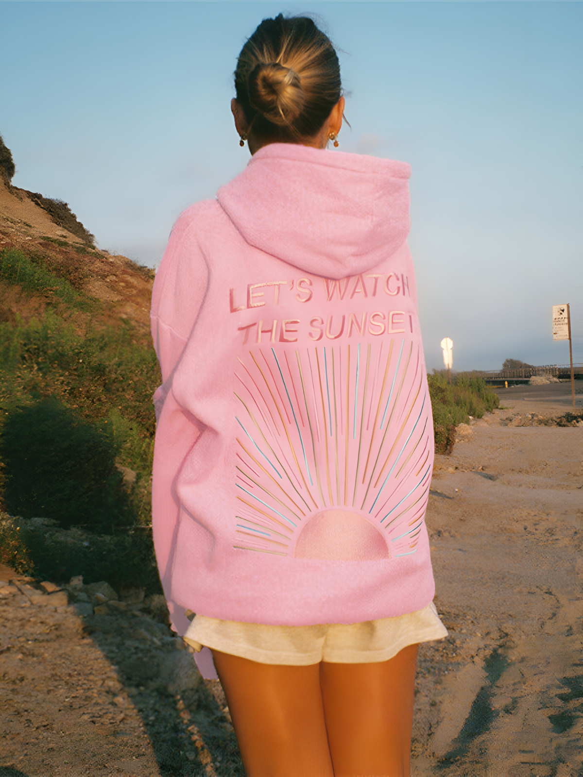 Women’s “Let’s Watch the Sunset” Oversized Hoodie – Soft Cozy Graphic Sweatshirt