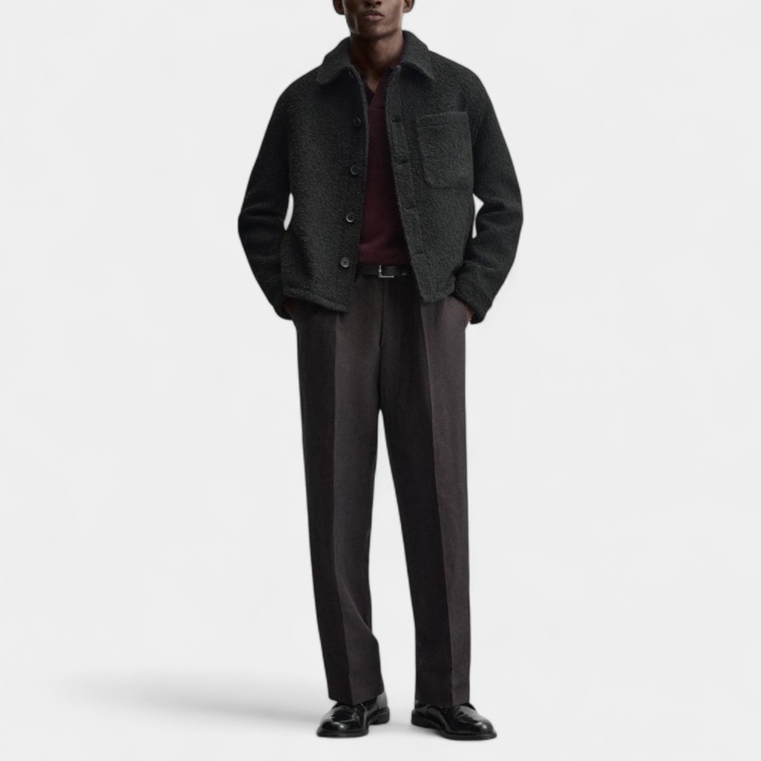 Men’s Textured Wool Overshirt – Soft, Warm & Modern Minimalist