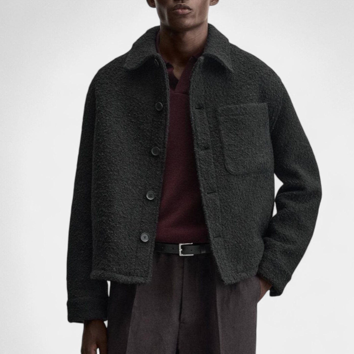 Men’s Textured Wool Overshirt – Soft, Warm & Modern Minimalist