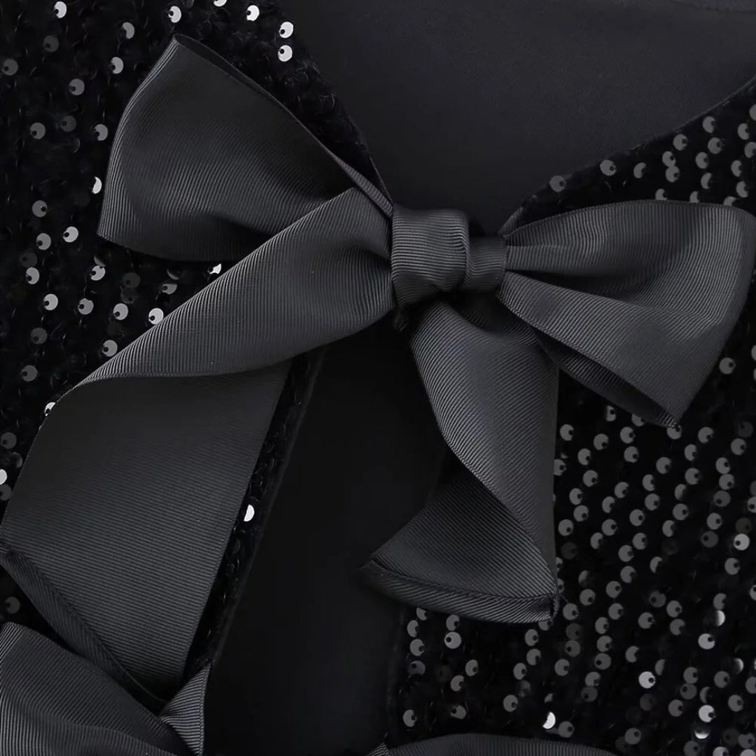 Women’s Elegant Bow-Detail Sequin Cardigan – Chic Party Edition