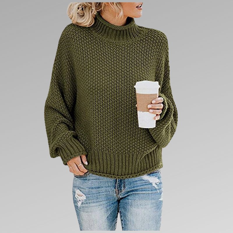 Cozy Textured Knit Turtleneck Sweater – Relaxed Everyday Fit