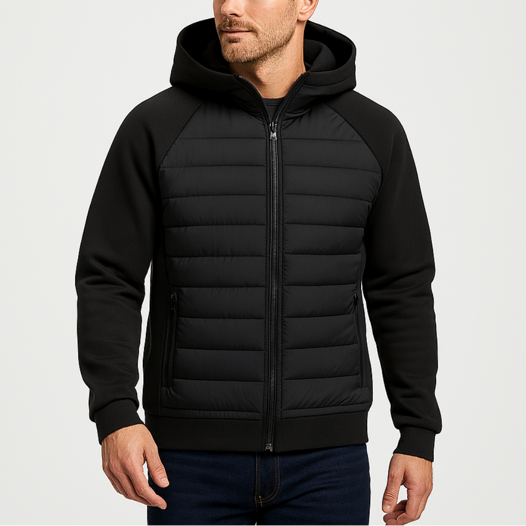 Men’s Hybrid Puffer Hoodie – Warm, Lightweight & Modern Everyday Wear