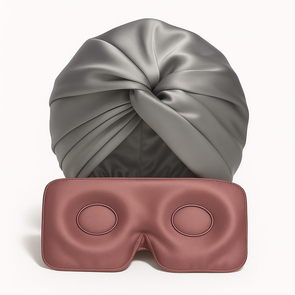 Luxueuze zijde bundel: slaapmasker en bonnet voor huid en haar