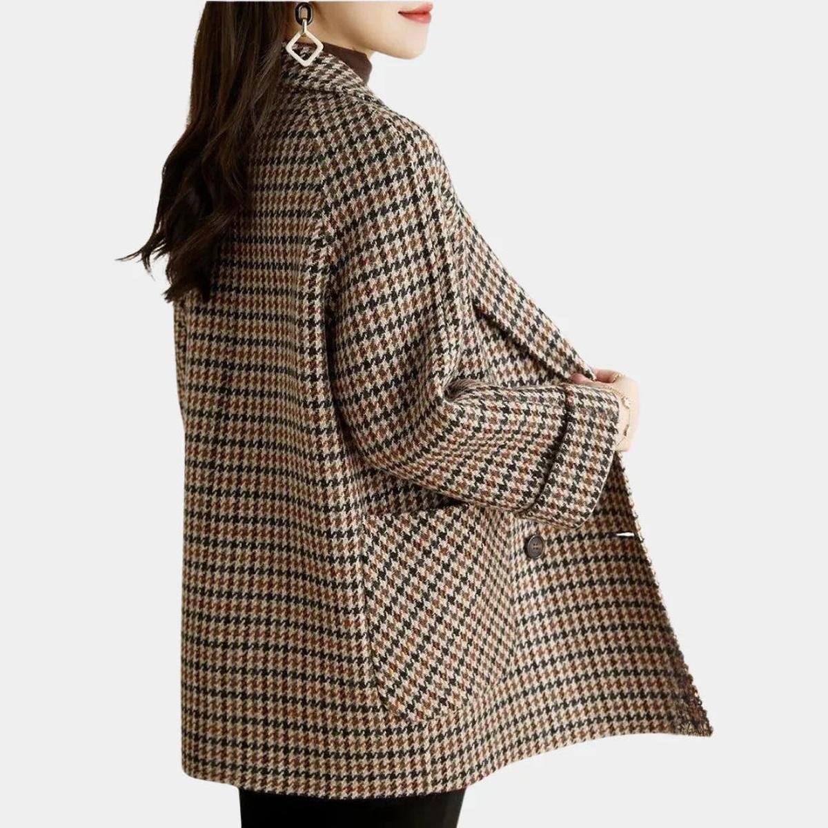Classic Double-Breasted Women's Wool Blend Coat