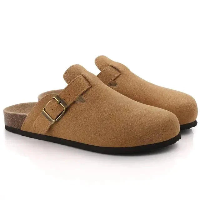 Premium Suede Comfort Clogs – Soft Slip-On Mule with Adjustable Buckle