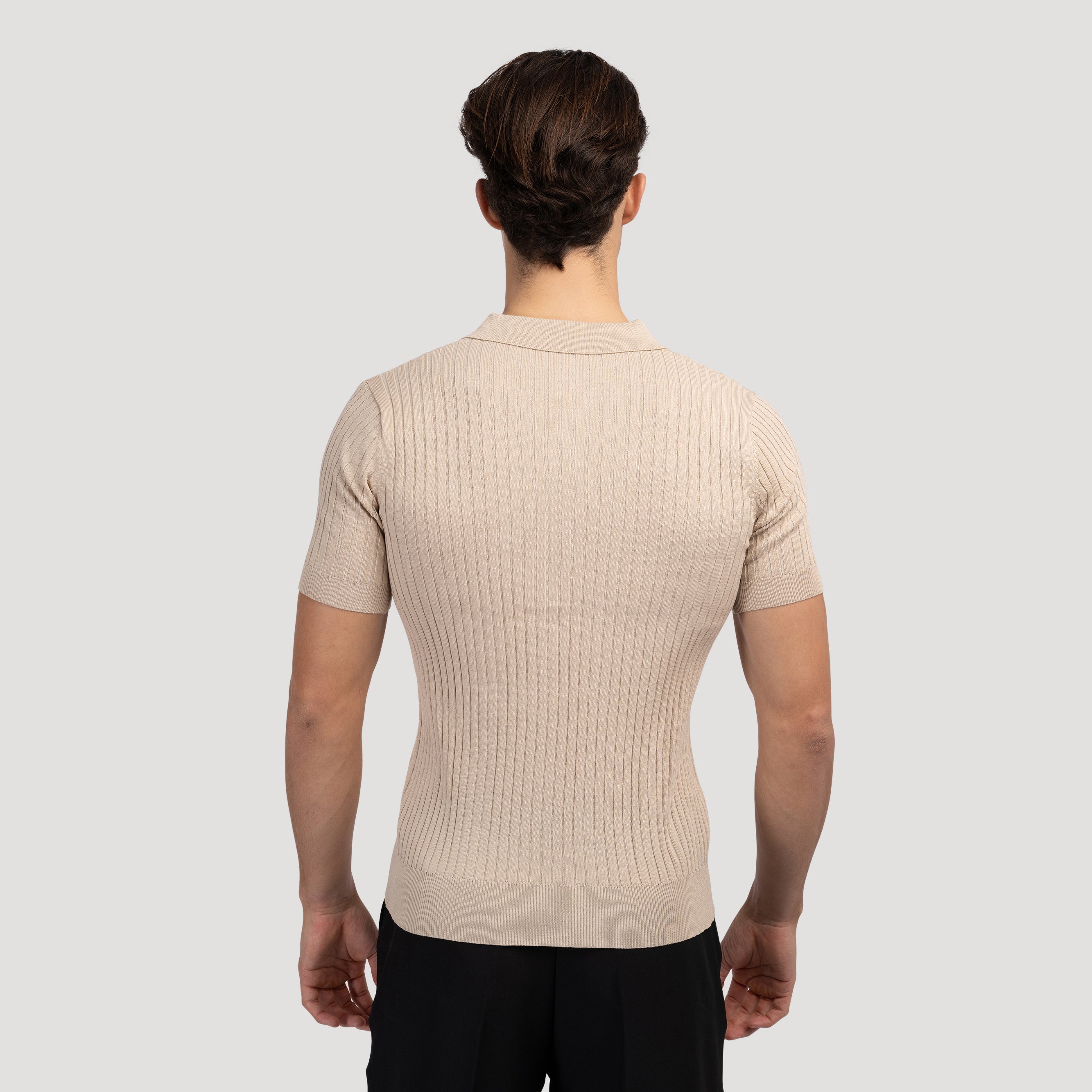 Ribbed Knit Polo Shirt – Smart Minimalist Style