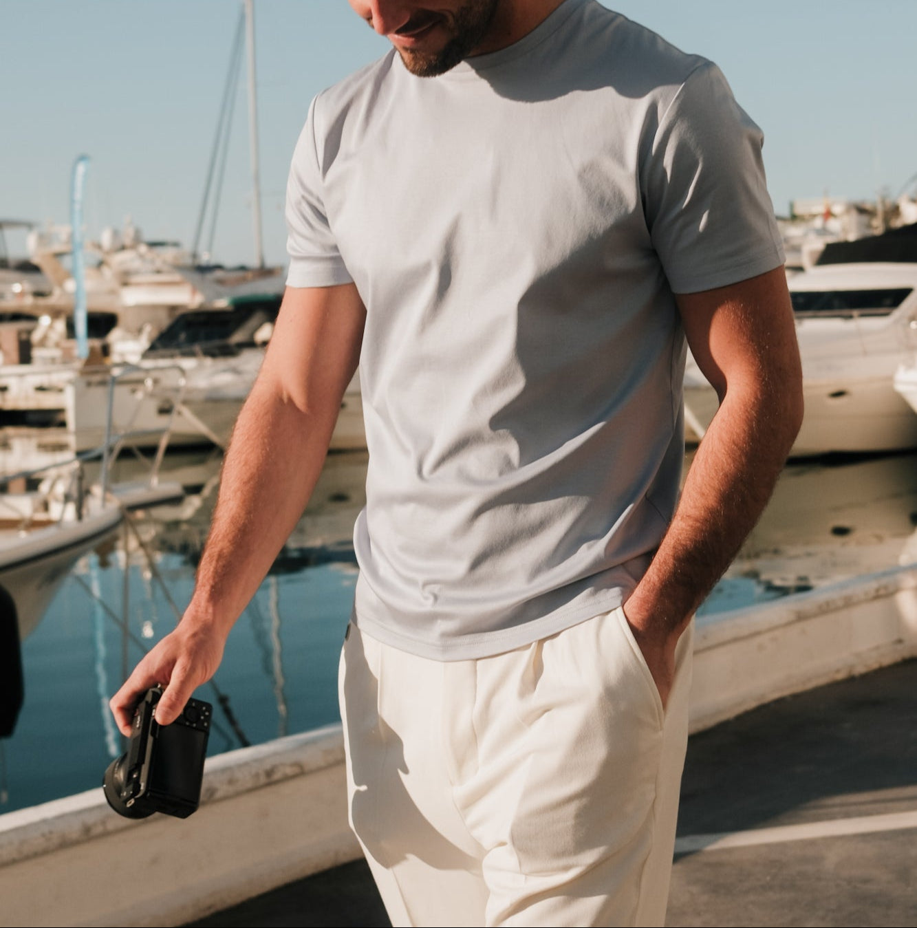 Luxury Men’s Shiny Crew Neck Tee – Smooth Satin Feel