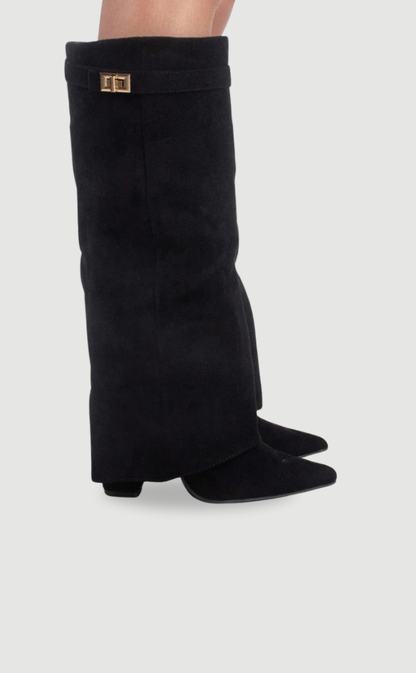 Women’s Elegant Slouch Knee-High Boots – Black Suede Edition