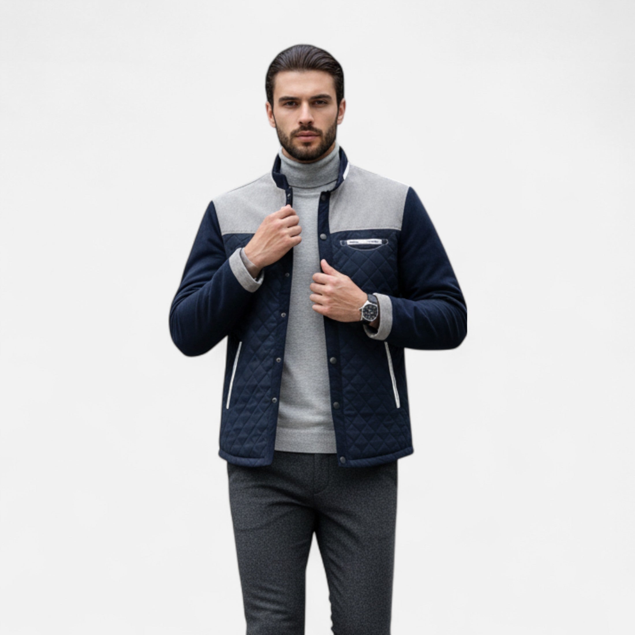 Dorevelle | Men’s Casual Jacket – Slim Fit Patchwork Design
